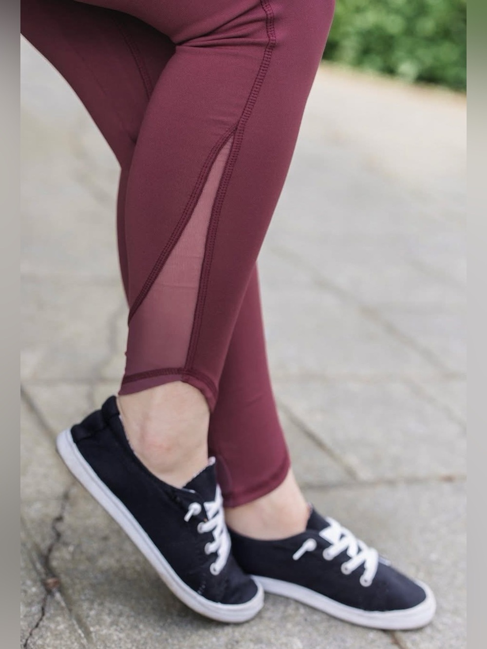 Mesh Together Leggings (NWOT) Wine, Size X-Small *with loads of stretch